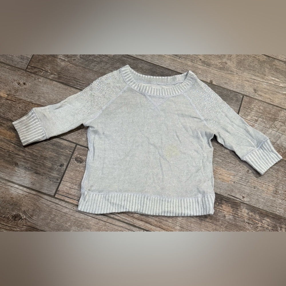 Justice Gray Crew Neck Sweater with Ribbed Detailing​